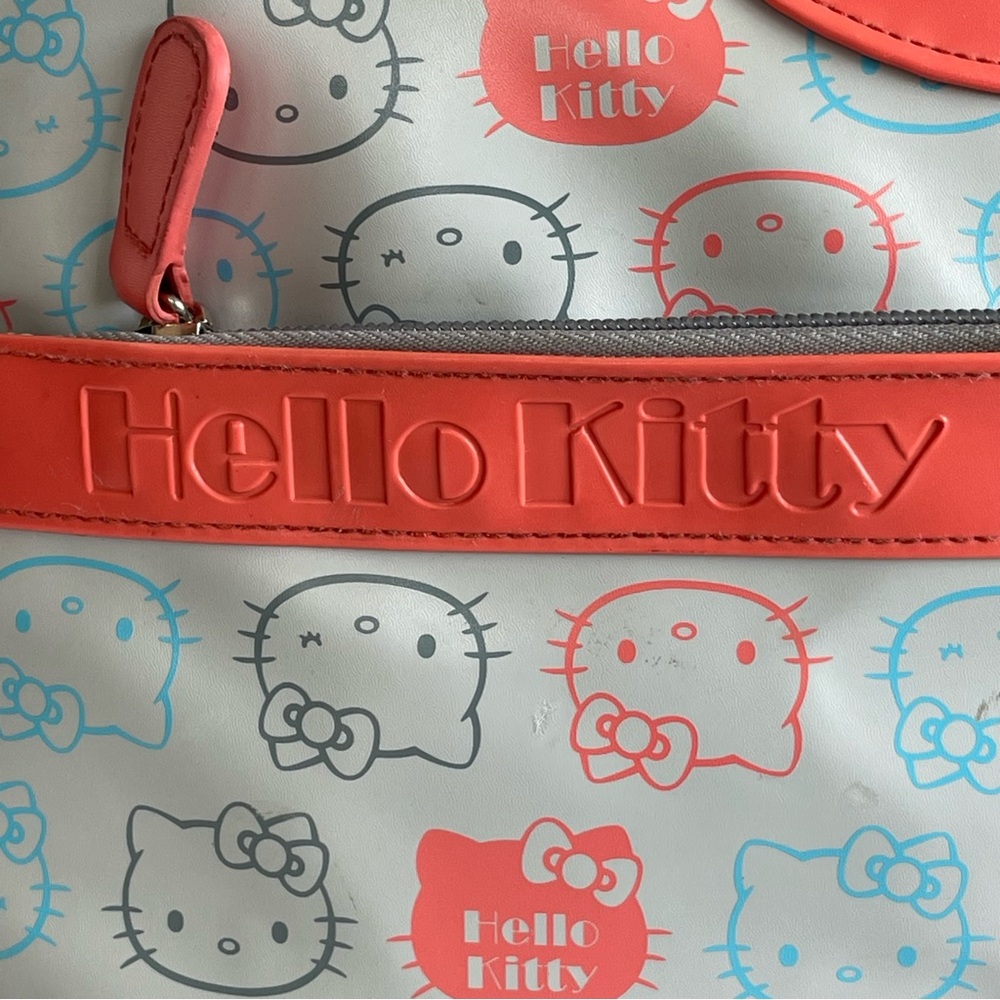 Hello Kitty White Tote Bag with Coral Accents and Character Print - Picture 2 of 16